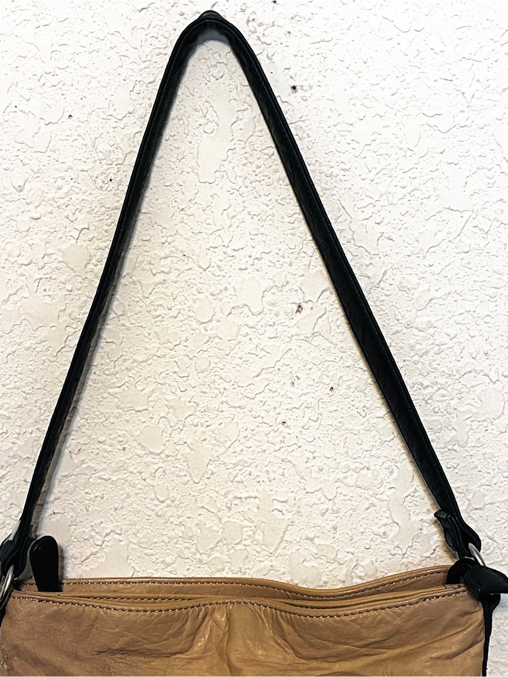 Stone & Co Leather Shoulder Bag with Navy Trim and Tan Panels - Picture 4 of 10